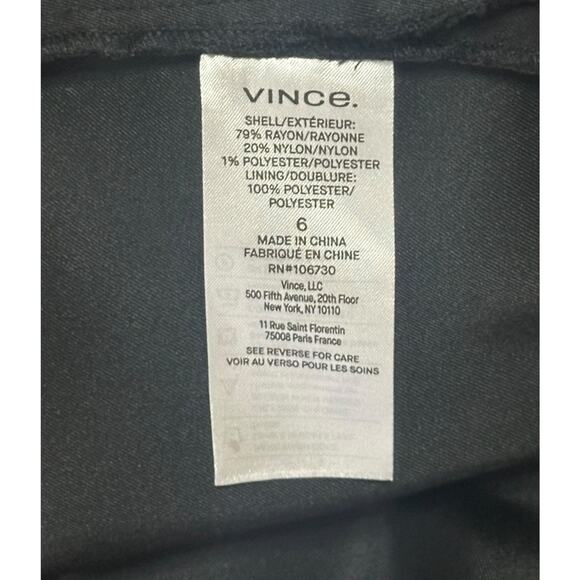 VINCE Draped Pinstripe A-Line Midi Black Dress Striped Coastal Preppy Minimalist - Picture 13 of 15